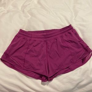 Purple Lululemon low-rise 2.5” running shorts